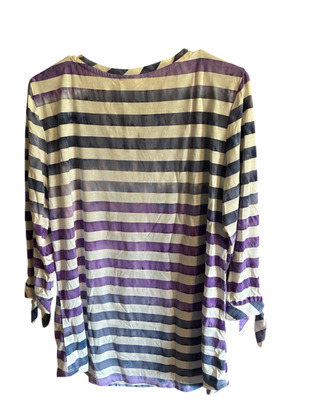 Ruby Rd. Purple and White Striped Top - Picture 2 of 5